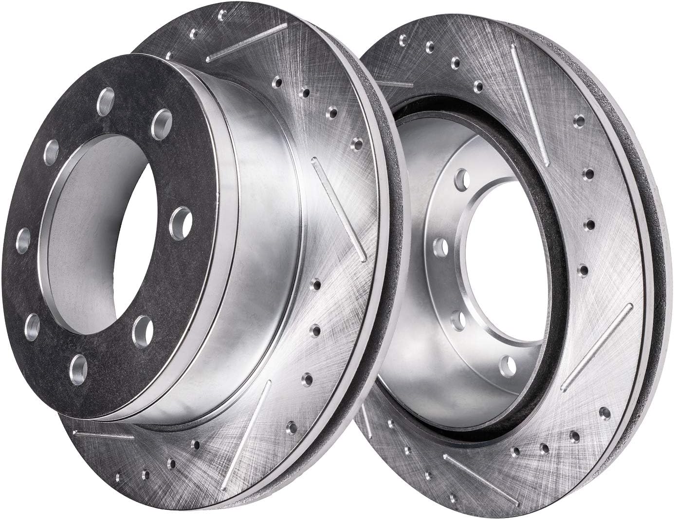 Detroit Axle - Brake Rotors for 2011-2019 Silverado Sierra 3500 HD Chevrolet GMC, 13.98' inch Front and Rear Drilled Slotted Disc Brake Rotors 2012 2013 2014 2015 Replacement