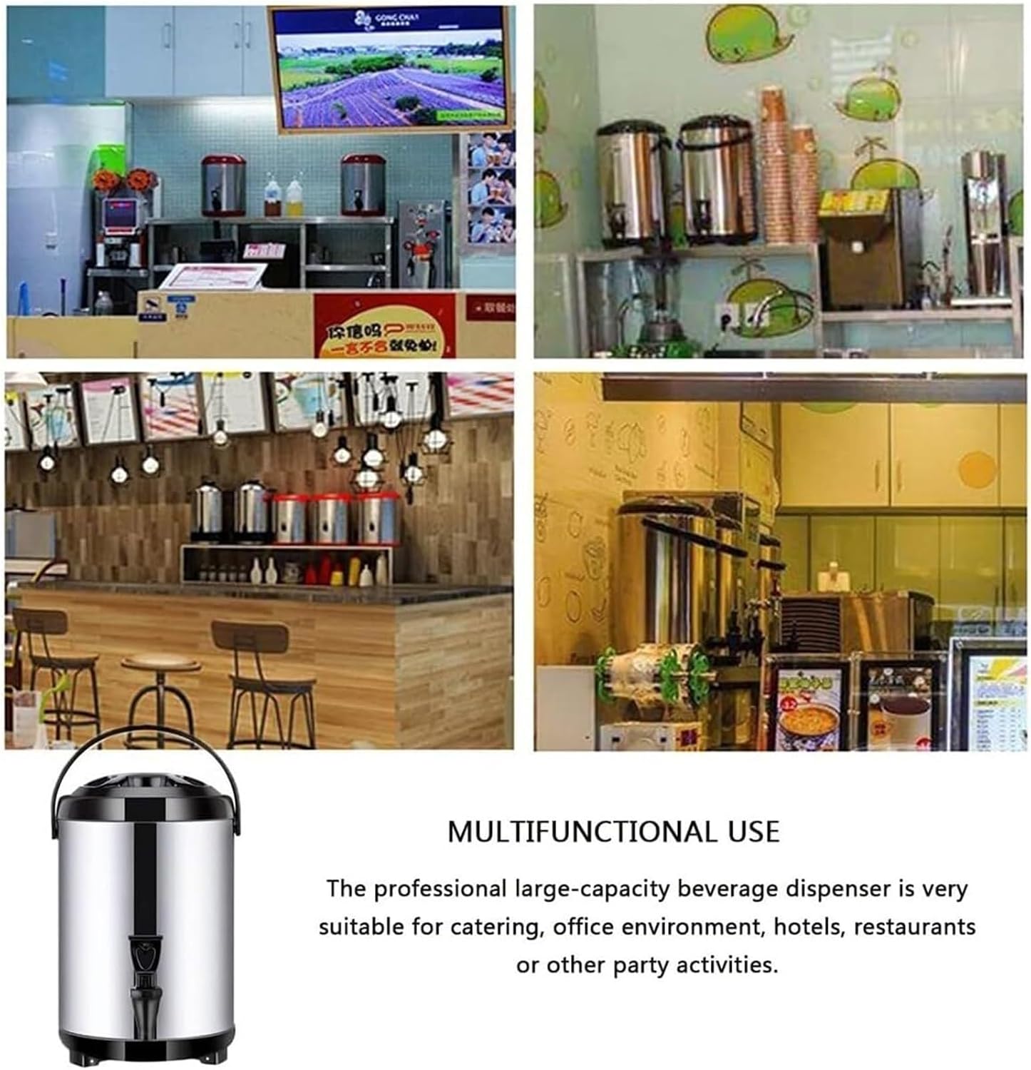 16L Catering Urn Hot Water Dispenser With Faucet - Stainless Steel Insulated Bucket Milk Tea Barrel For Hot Water And Beverages(12L)