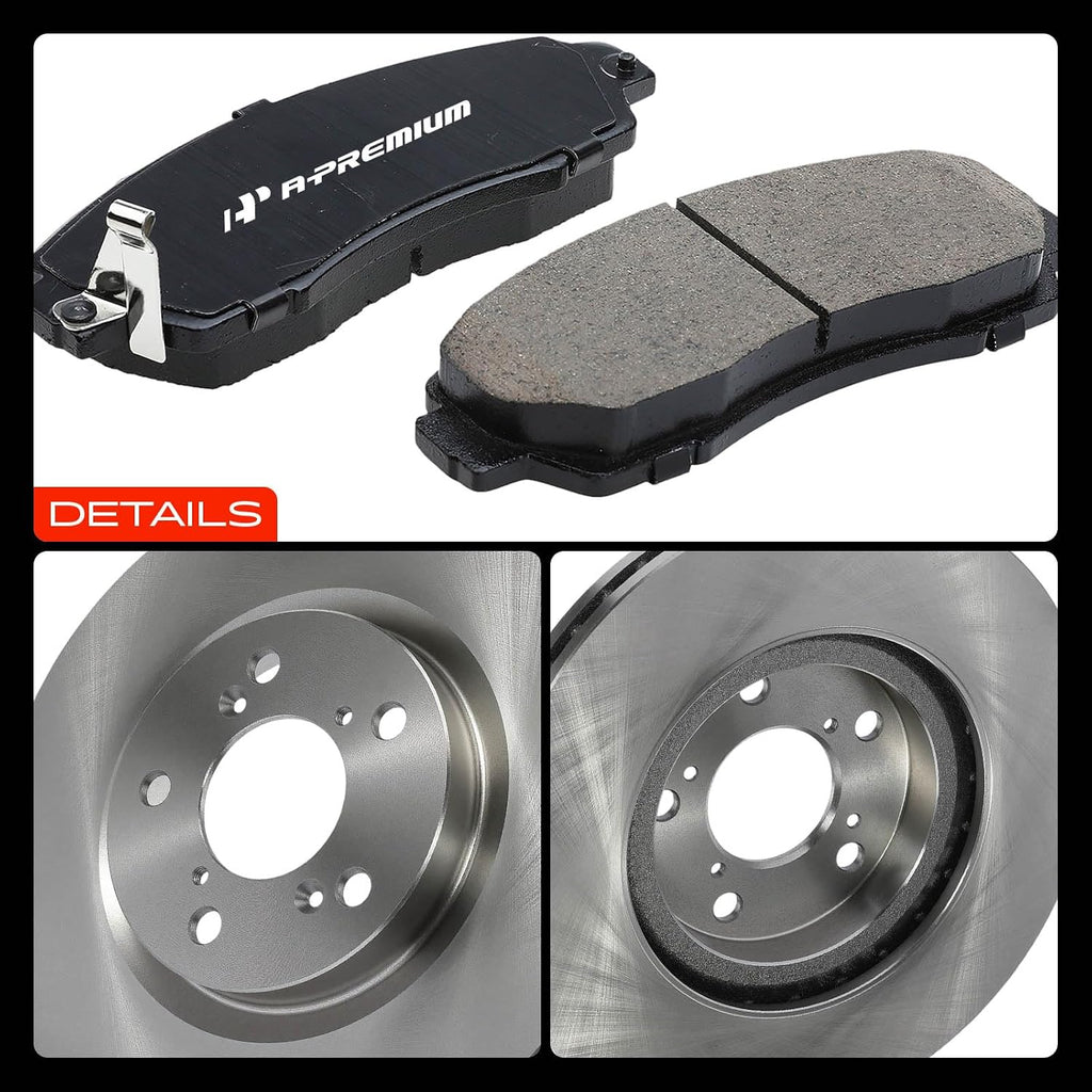 A-Premium 12.60 inch (320mm) Front Vented Disc Brake Rotors + Ceramic Pads Kit Compatible with Select Honda Models - Odyssey 2011 2012 2013 2014, 3.5L, 6-PC Set