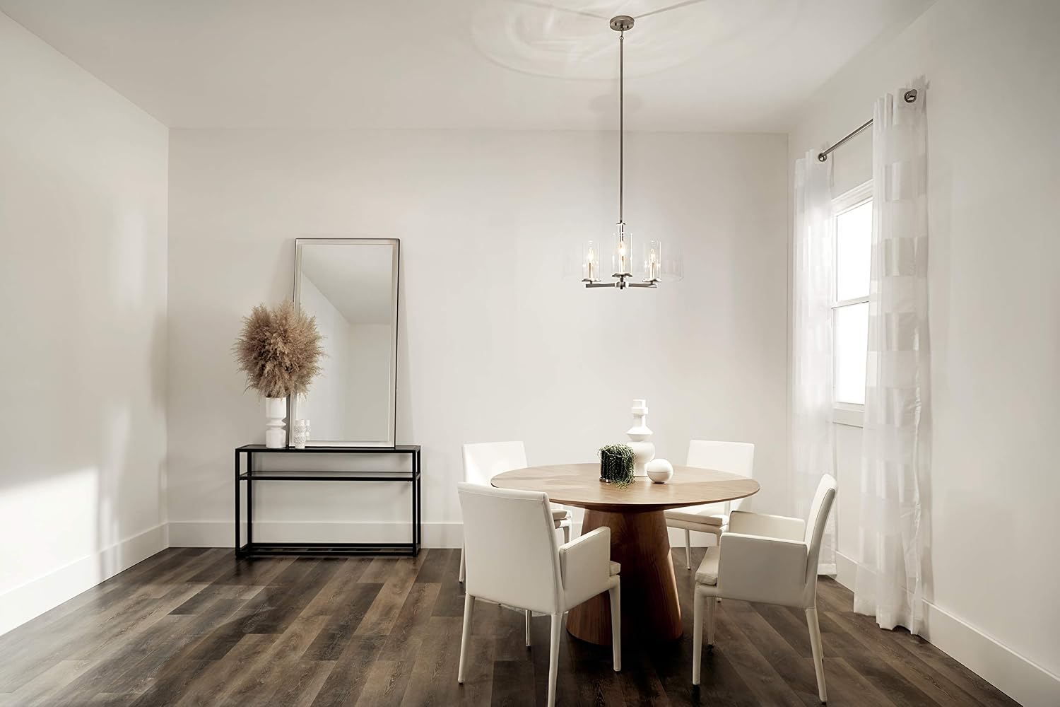KICHLER Crosby 13.75' 3 Light Convertible Chandelier with Clear Glass Brushed Nickel