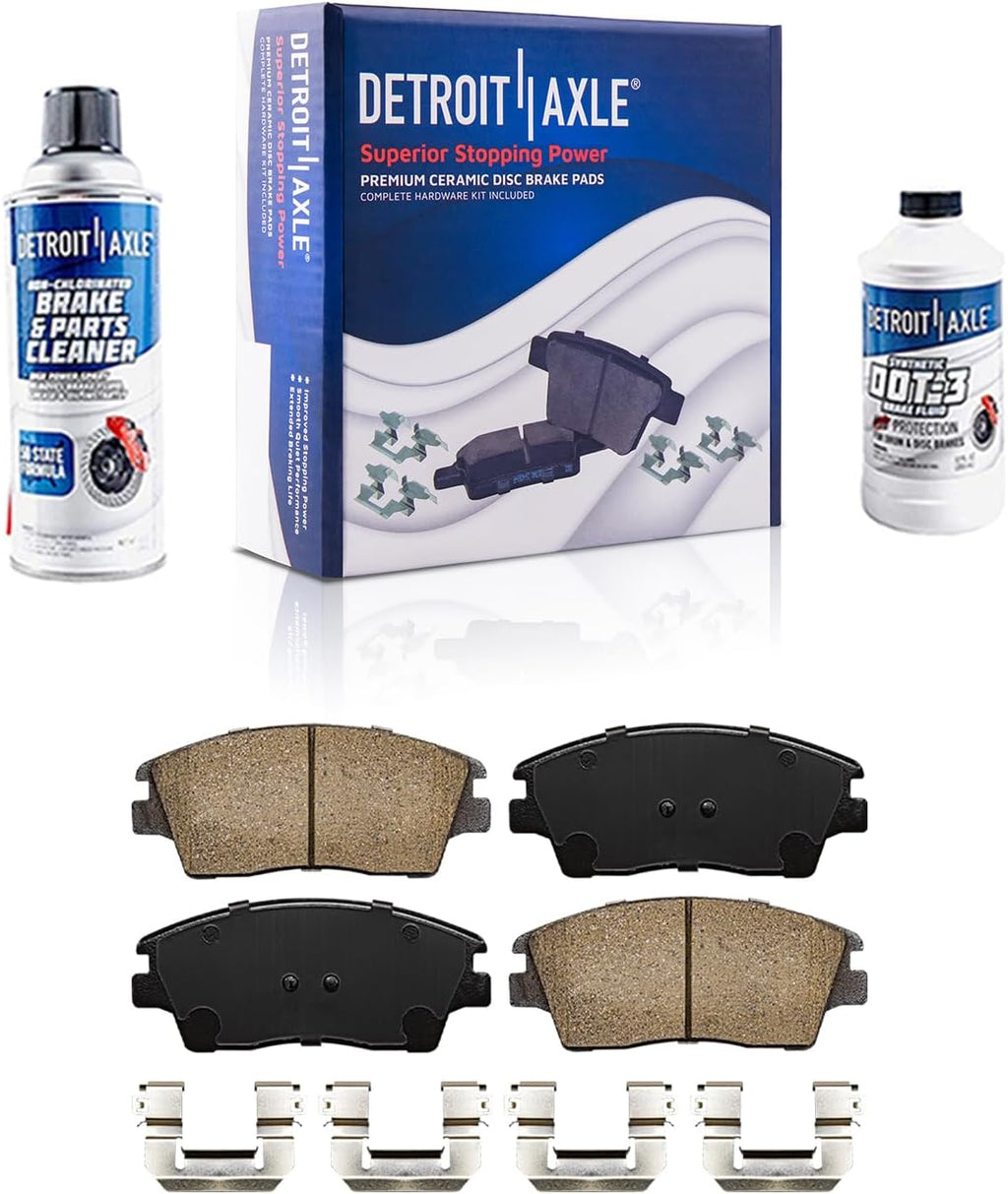 Detroit Axle - Front Brake Kit for 16-20 Hyundai Tucson, 17-20 Kia Sportage, 12.00'' inch Drilled & Slotted Brake Rotors Ceramic Brake Pads Wheel Bearing & Hubs 2017 2018 2019 2020 Replacement