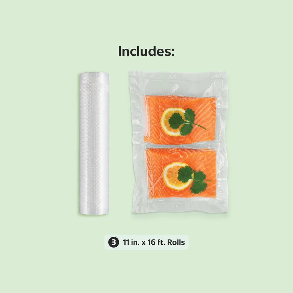 FoodSaver Custom Fit Vacuum Sealer Rolls,Airtight Food Storage and Sous Vide Rolls,BPA-Free,11 x 16',(Pack of 18)