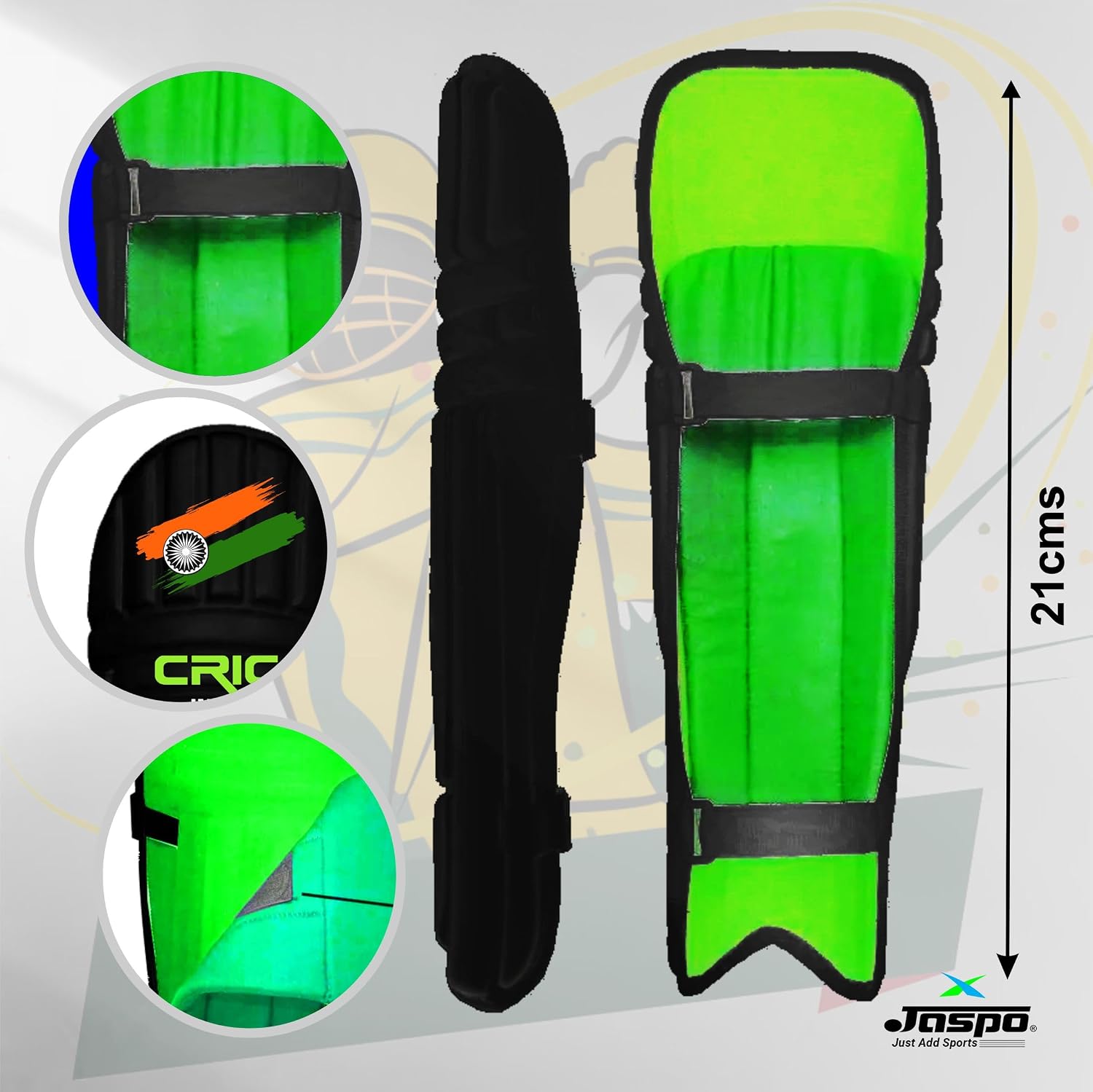 jaspo Cric-Addict Legender Cricket Set for Kids, Kit with legguards,Gloves,Bag,Ball,4stumps,2stands,2bails & a Strong Plastic bat for Initial Training, for Boys Girls(Size-5) up to 12 Years