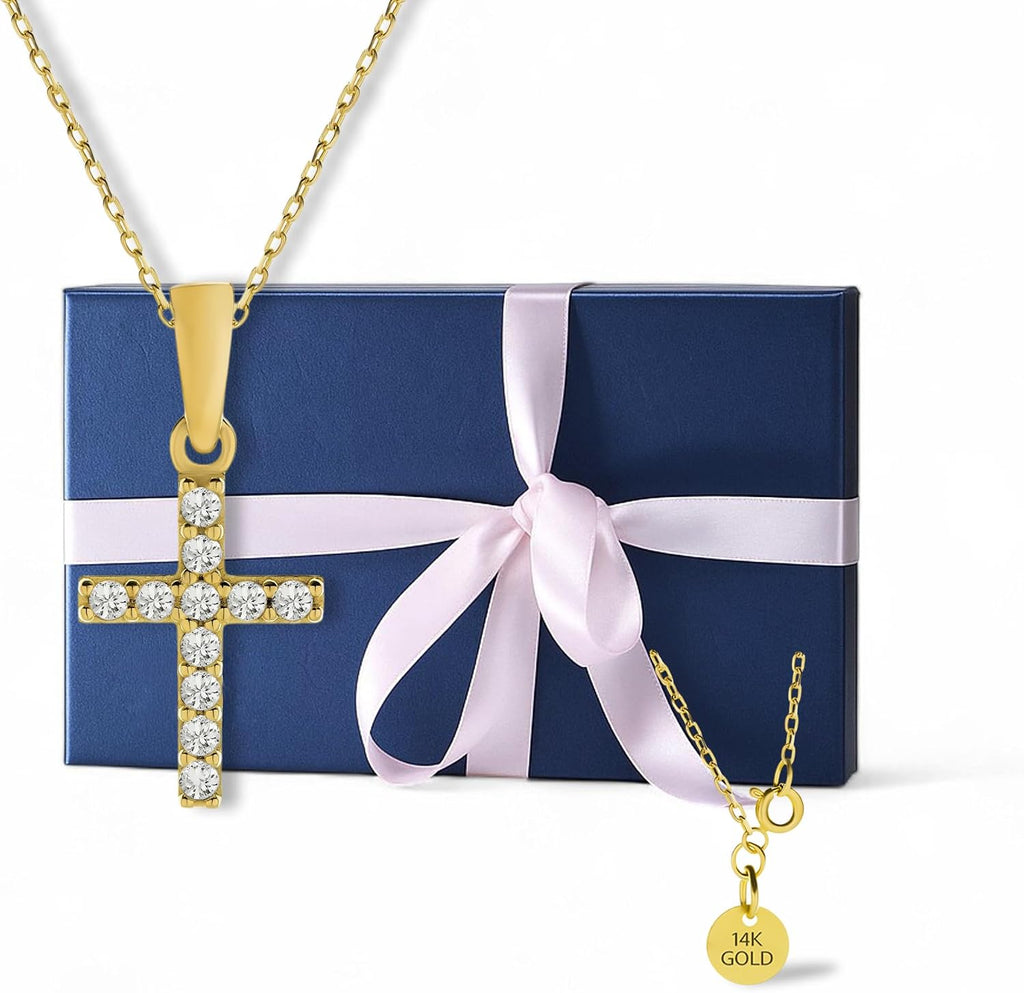 14K Solid Gold Necklace | Gold Chain Necklace For Women | 14K Gold Necklaces | Gold Pendant Necklace | Dainty Necklaces | 18' | Real Yellow Fine Gold