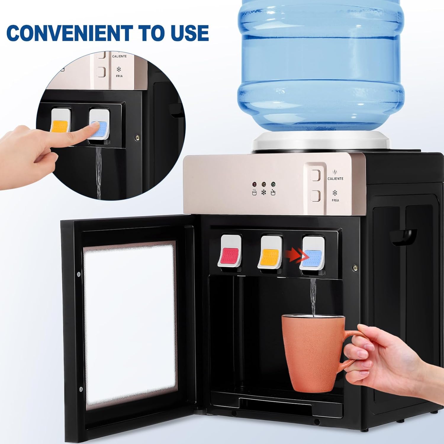 Angoily Multifunctional Countertop Water Dispenser Us Sleek Design for Home Use Hot Options Easy One-handed Removable Tray for Convenient Cleaning