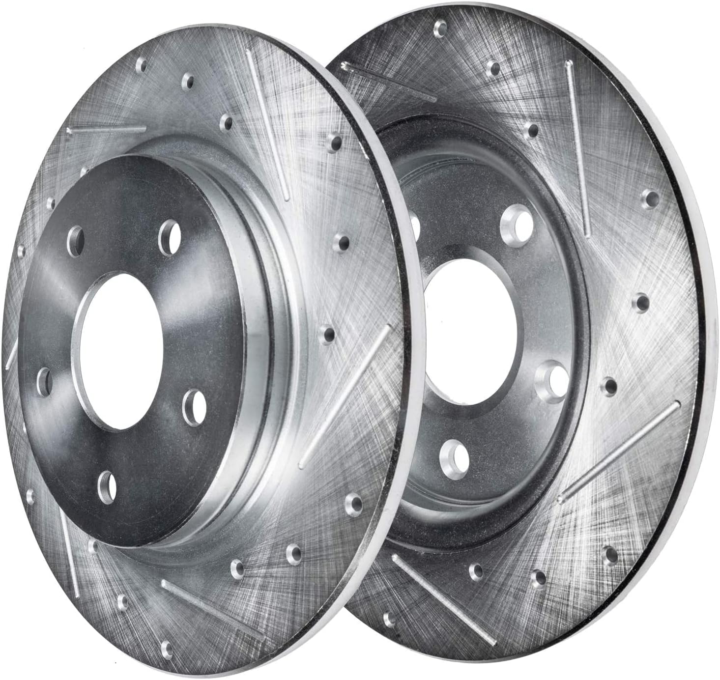 Detroit Axle - Rear Drilled Brake Rotors Brake Pads + Passenger Side Brake Caliper Replacement for Honda Element Acura TL - 5pc Set