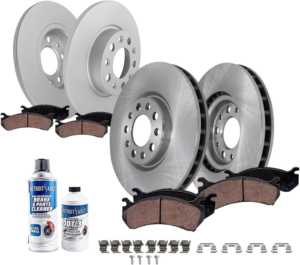 Detroit Axle - 10pc Brake Kit for Fiat 2016-2020 500X 2015-2022 Renegade, Disc Brakes Rotors Ceramic Brake Pads with Hardware Replacement : 12.00' inch Front and 10.94' inch Rear Rotors