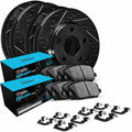 R1 Concepts Front and Rear Brake Kit Fits 2018-2022 Volkswagen Atlas; 2020-2022 Volkswagen Atlas Cross Sport| Ceramic Pads, Drilled Slotted Rotors| Hardware| 13.2' Front & 12.2' Rear