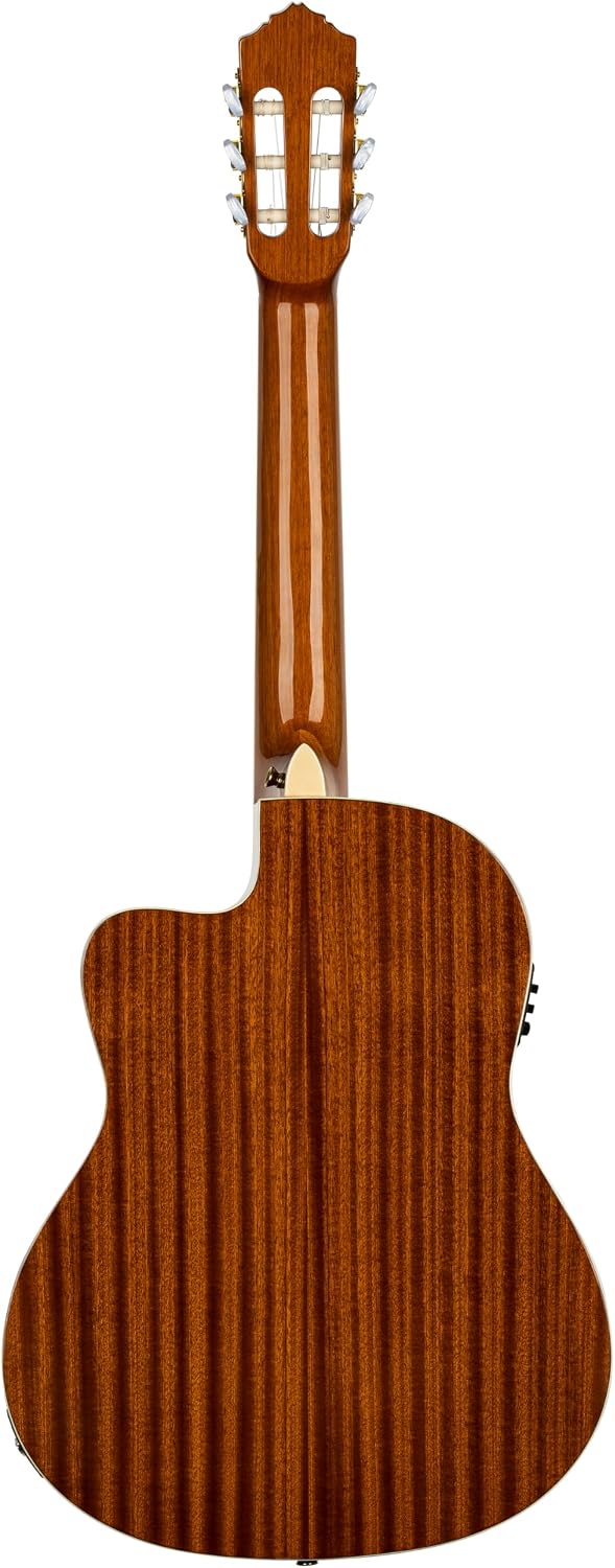 Ortega Guitars 6 String Family Series Pro Solid Top Acoustic-Electric Nylon Classical Guitar w/Bag, Right, Full (RCE141NT)
