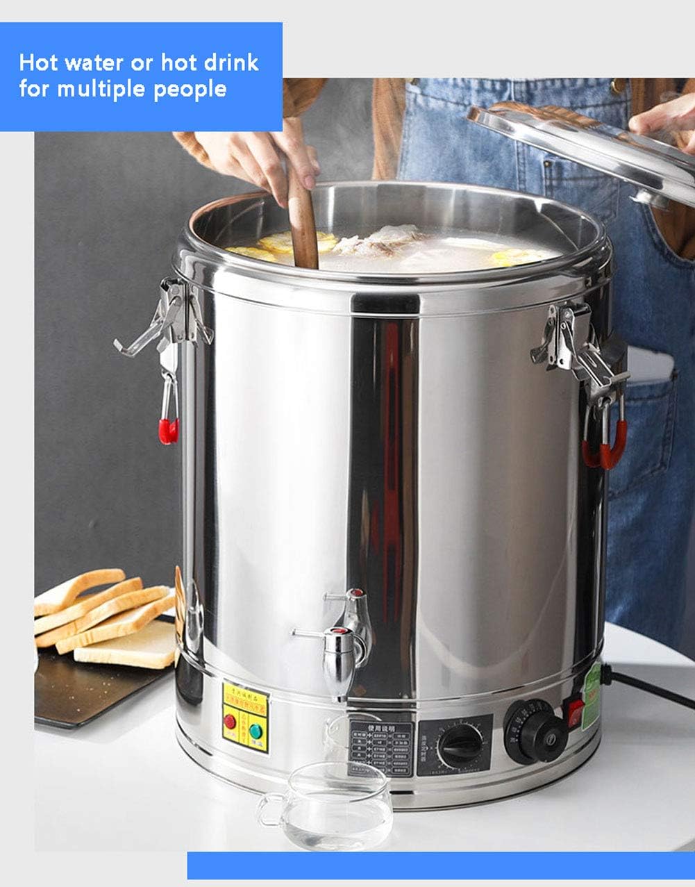 Drink Dispenser 304 Stainless Steel Water Boiler and Warmer, Electric Kettle Water Heater Hot Water Pot Instant Hot Water Dispenser Coffee Carafes for Keeping Hot Commercial Coffee for Parties