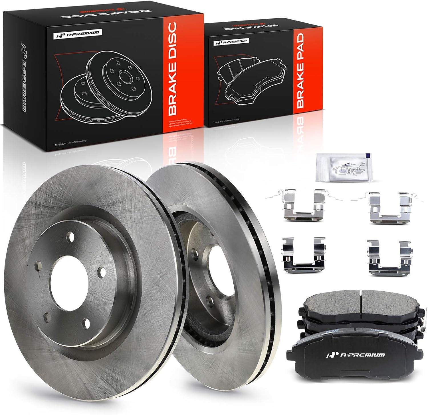 A-Premium 11.65 inch (296mm) Front Vented Disc Brake Rotors + Ceramic Pads Kit Compatible with Select Nissan Models - Altima 2007-2012, Altima 2013 Coupe Only, 6-PC Set