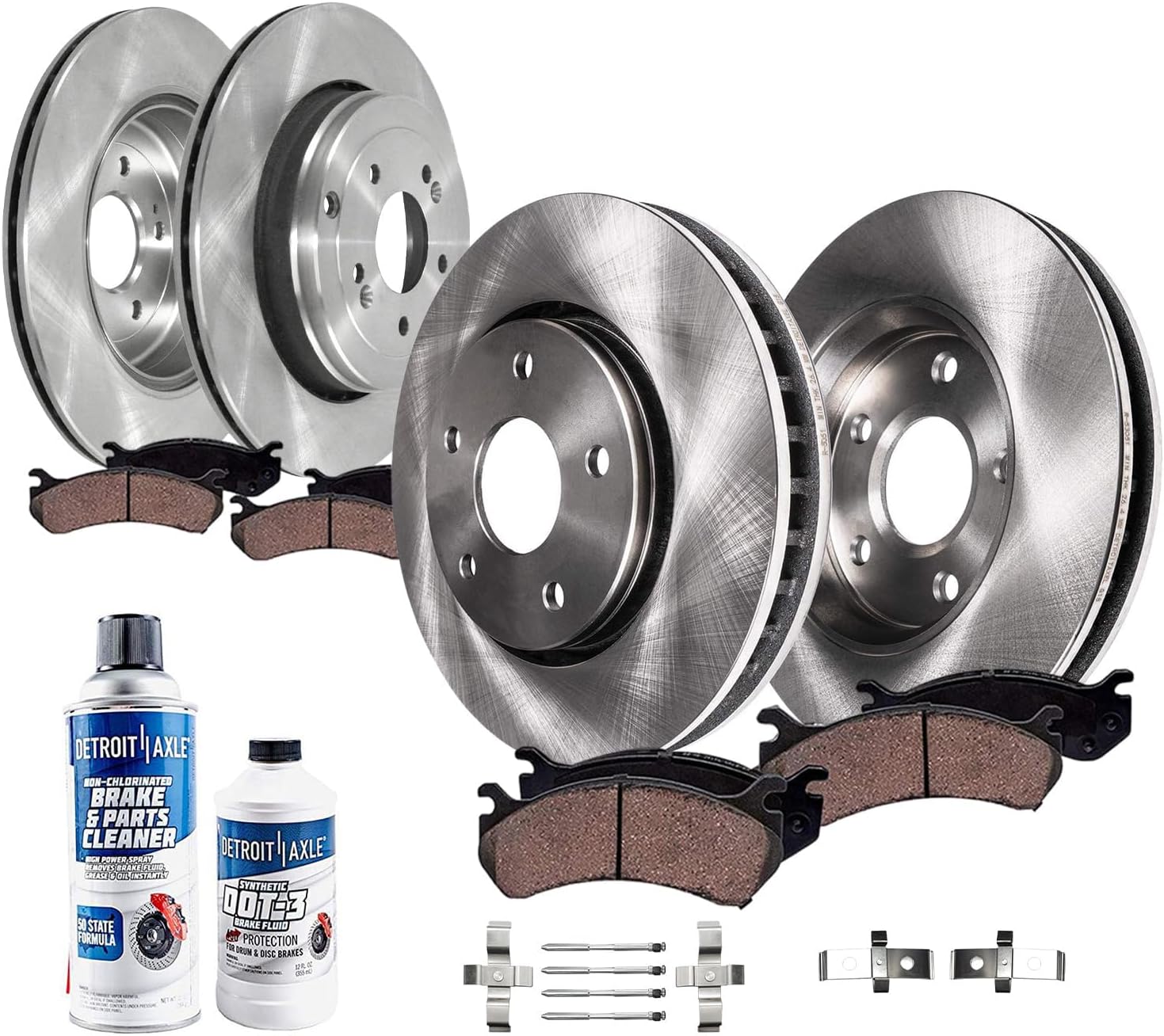 Detroit Axle - Brake Kit for Hyundai 10-16 Genesis Coupe 13.39' inch Front and 12.99' inch Rear Disc Brake Rotors Ceramic Brake Pads with Hardware 2010 2011 2012 2013 2014 2015 2016 Replacement