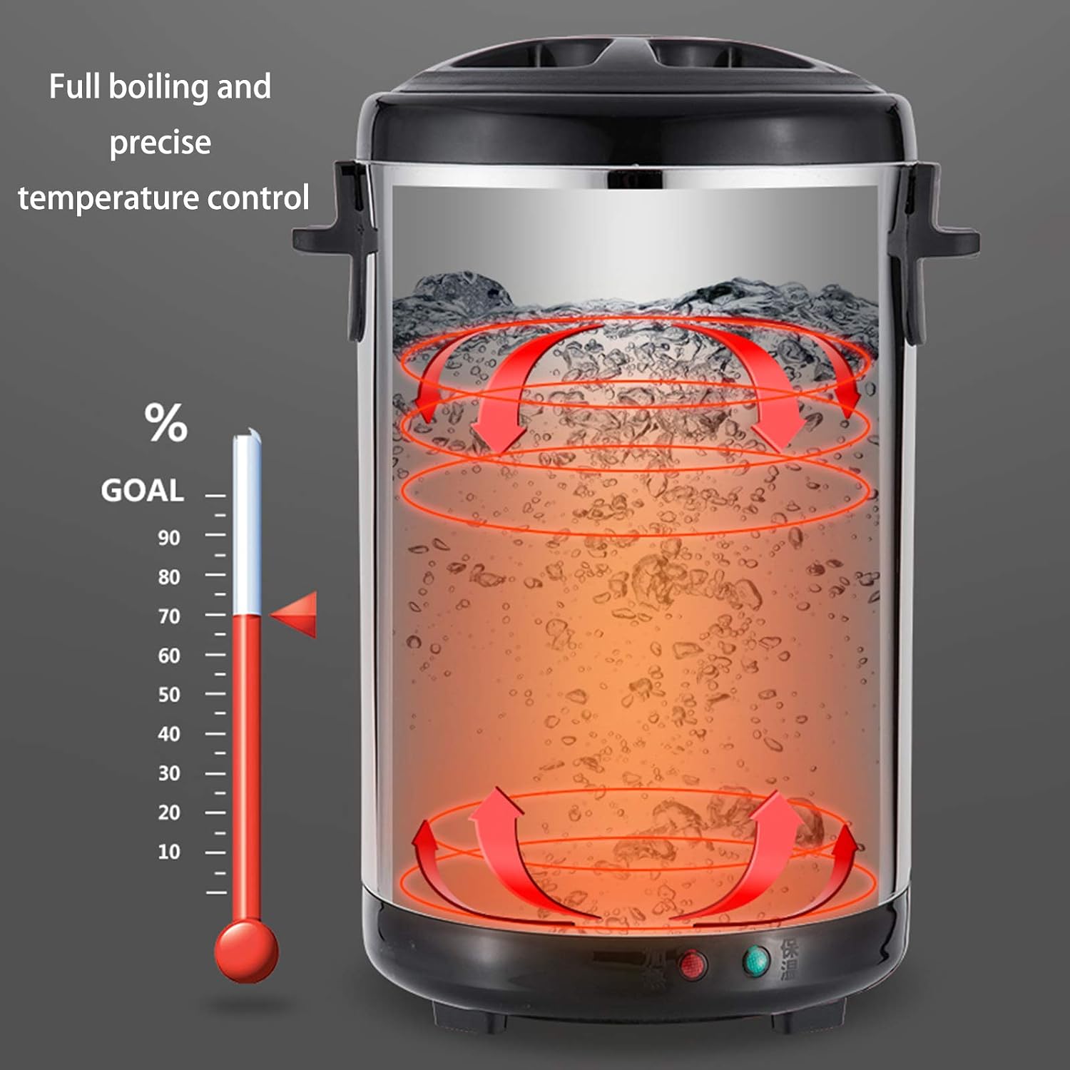 Stainless Steel Catering Boiler, 18L/20L Coffee Hot Water Dispenser-Red and Black, Beverage Commercial Water Dispenser Milk Tea Insulation for Beverage Store Party(Black 20L)