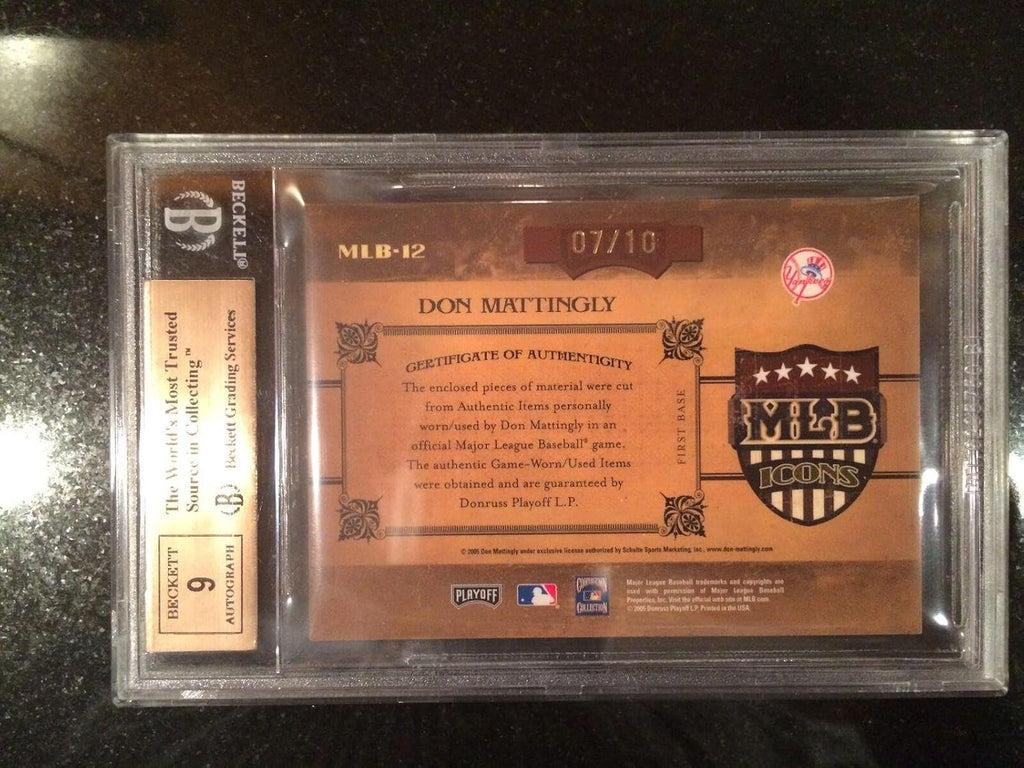Topps 2005 Prime Cuts Mlb Icons Signature Material Trio Mlb #12 Don Mattingly 7/10-9.5 - Baseball Autographed Game Used Cards