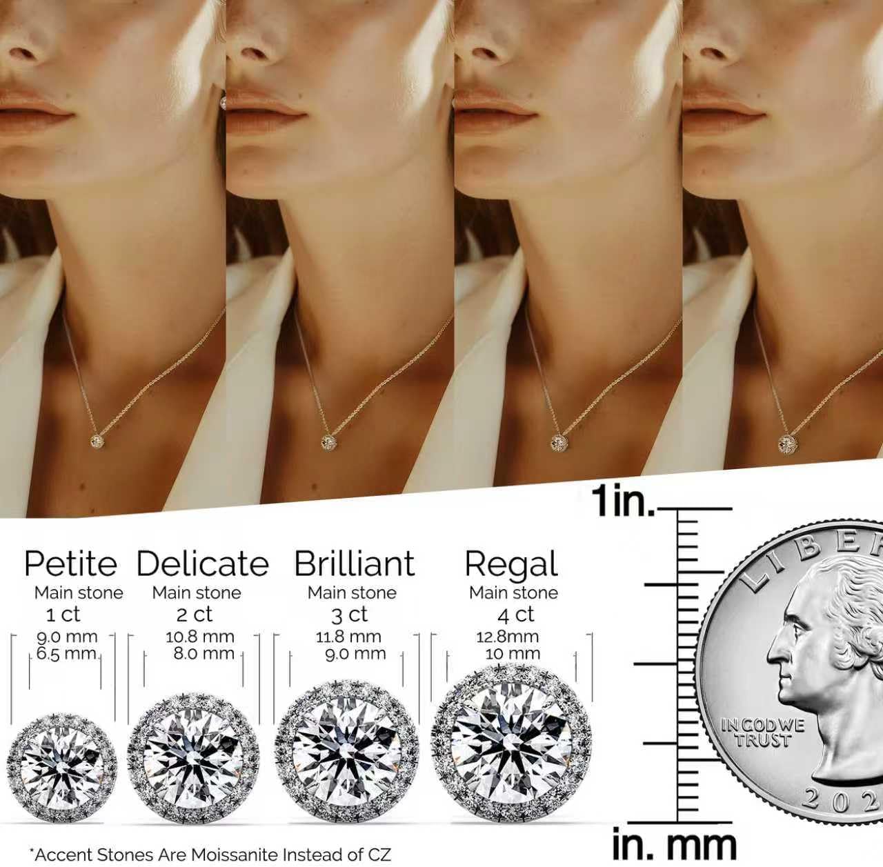 Moissanite Necklace for Women S925 Sterling Silver Jewelry Solitaire Halo Pendant Lab Created Gem for Her Gift for Mothers Day Wedding Anniversary Birthday - to My Wife Daughter Mom Grandma Girlfriend