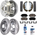 Detroit Axle - 10pc 5-Lug Brake Kit for 2009-2010 Chevrolet Cobalt Pontiac G5, Front Disc Brakes Rotors Ceramic Brake Pads Rear Brake Drums Brakes Shoes Replacement: 11.02' inch Front Rotor