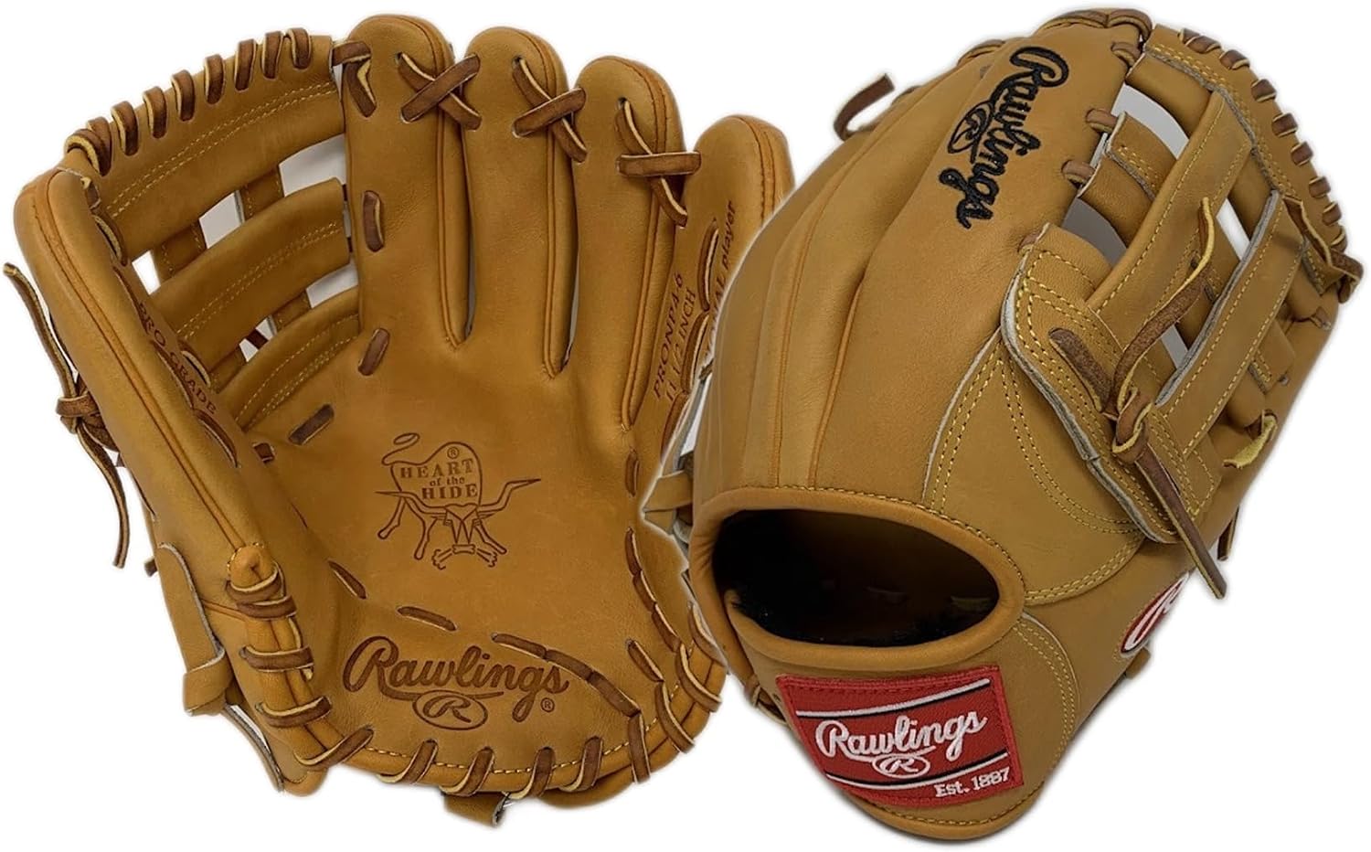 Rawlings Heart of The Hide Baseball Glove Pro Stiff & Standard Fit Models | Classic Colors | Sizes 11.5' - 12.75' | Multiple Styles (Tan | NP4 | H Web, 11.5' | Infield, Right Hand Throw)