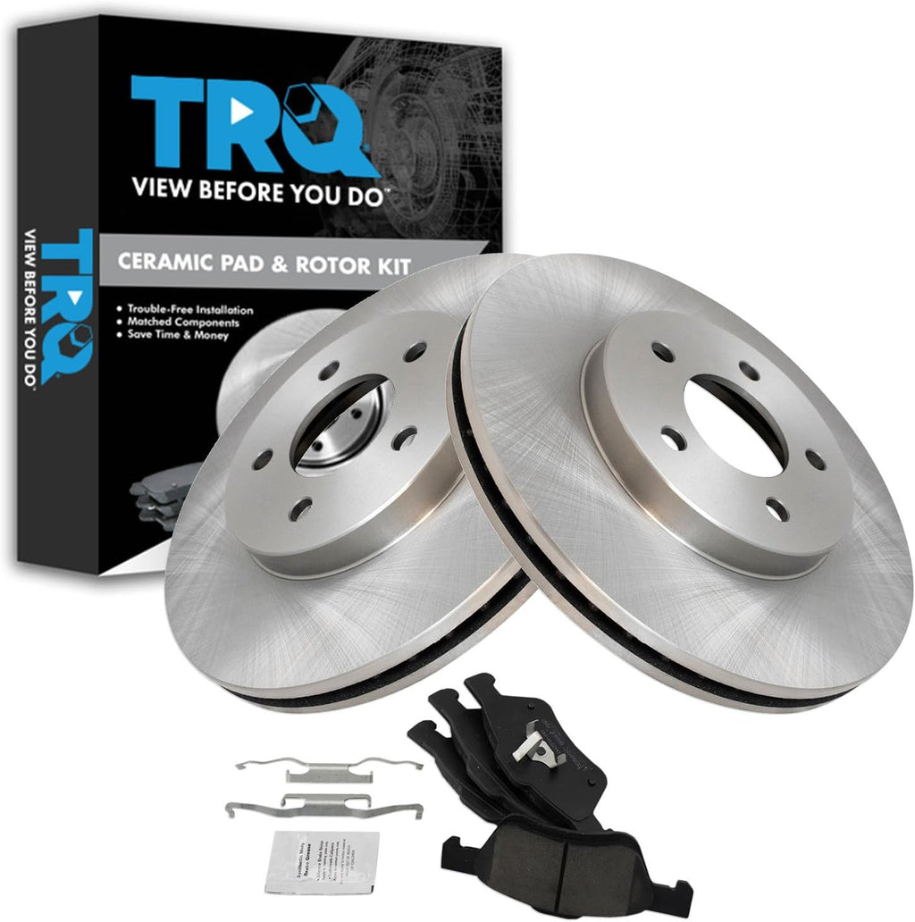 TRQ Front Brake Pad and Rotor Set Ceramic Vented Rotors 11.93 in 5-Lug for 2011-2012 Ford Escape 2011 Mercury Mariner