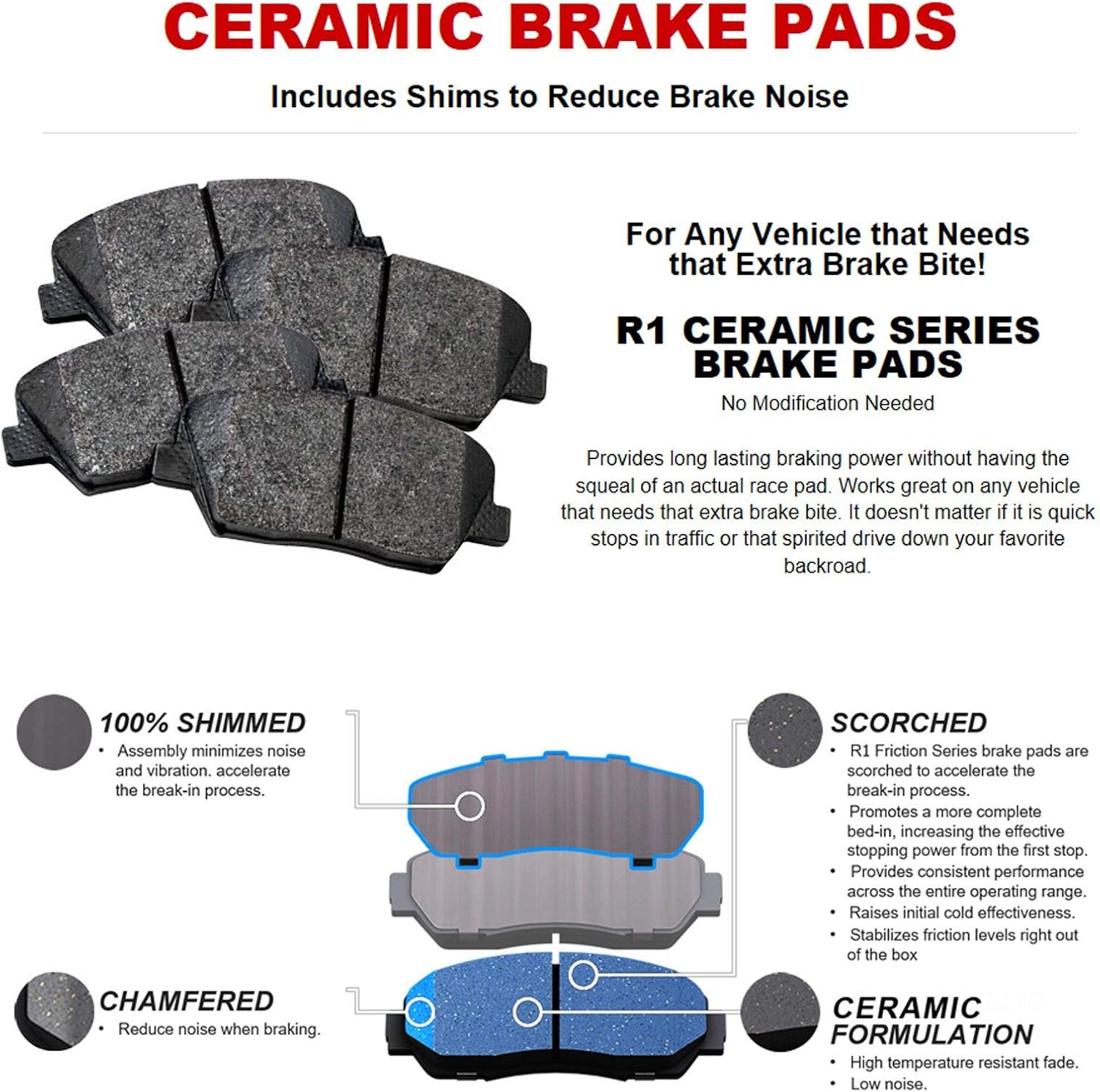 R1 Concepts Front and Rear Brake Kit Fits 2012-2016 Audi A4; 2012-2017 Audi A5| Ceramic Brake Pads and Drilled Slotted Brake Rotors| 12.6' Front & 11.8' Rear