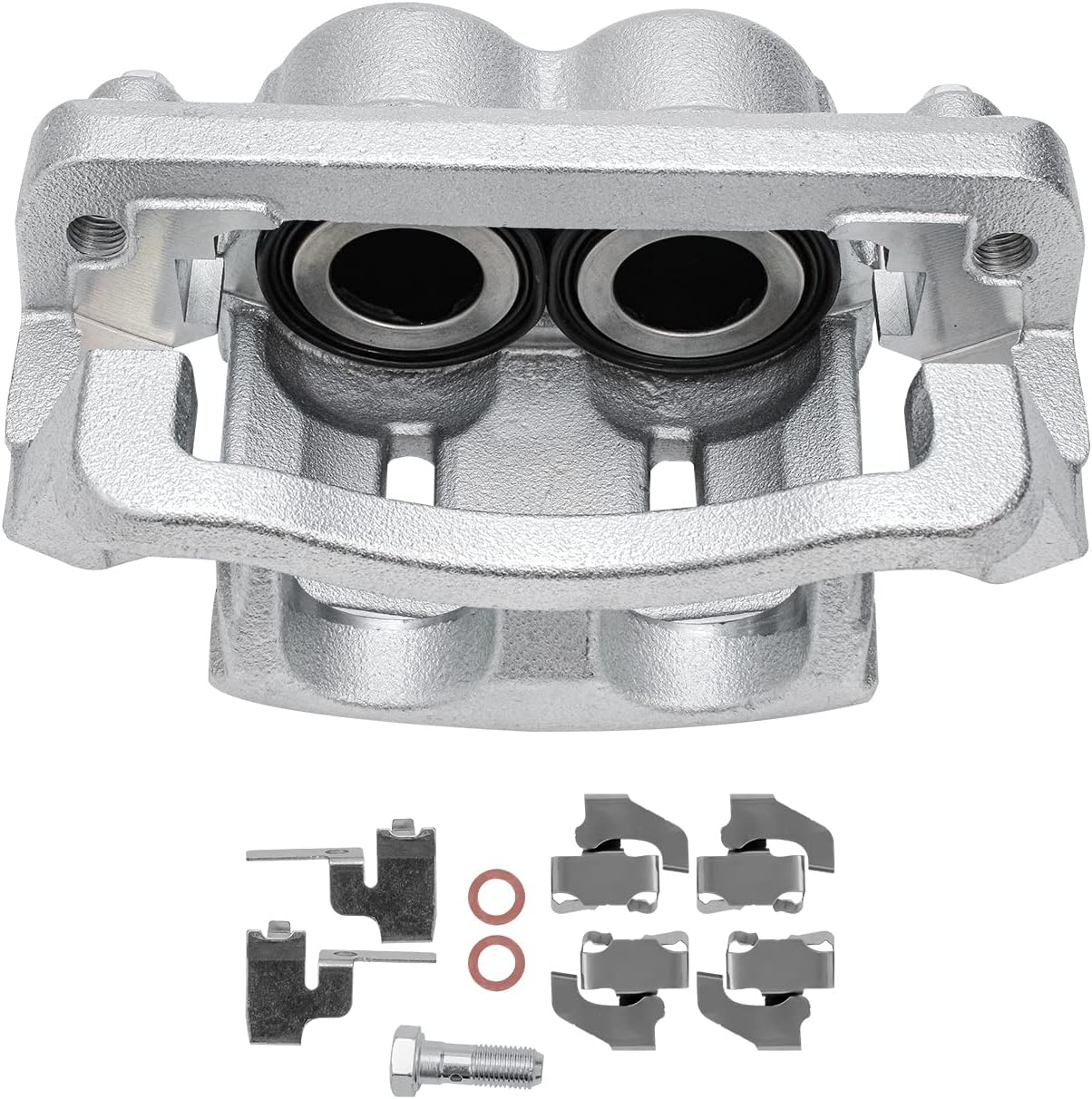 Detroit Axle - 4WD Front Drilled Brake Rotors Brake Pads + Right Brake Caliper Replacement for F-350 F-250 Super Duty - 5pc Set