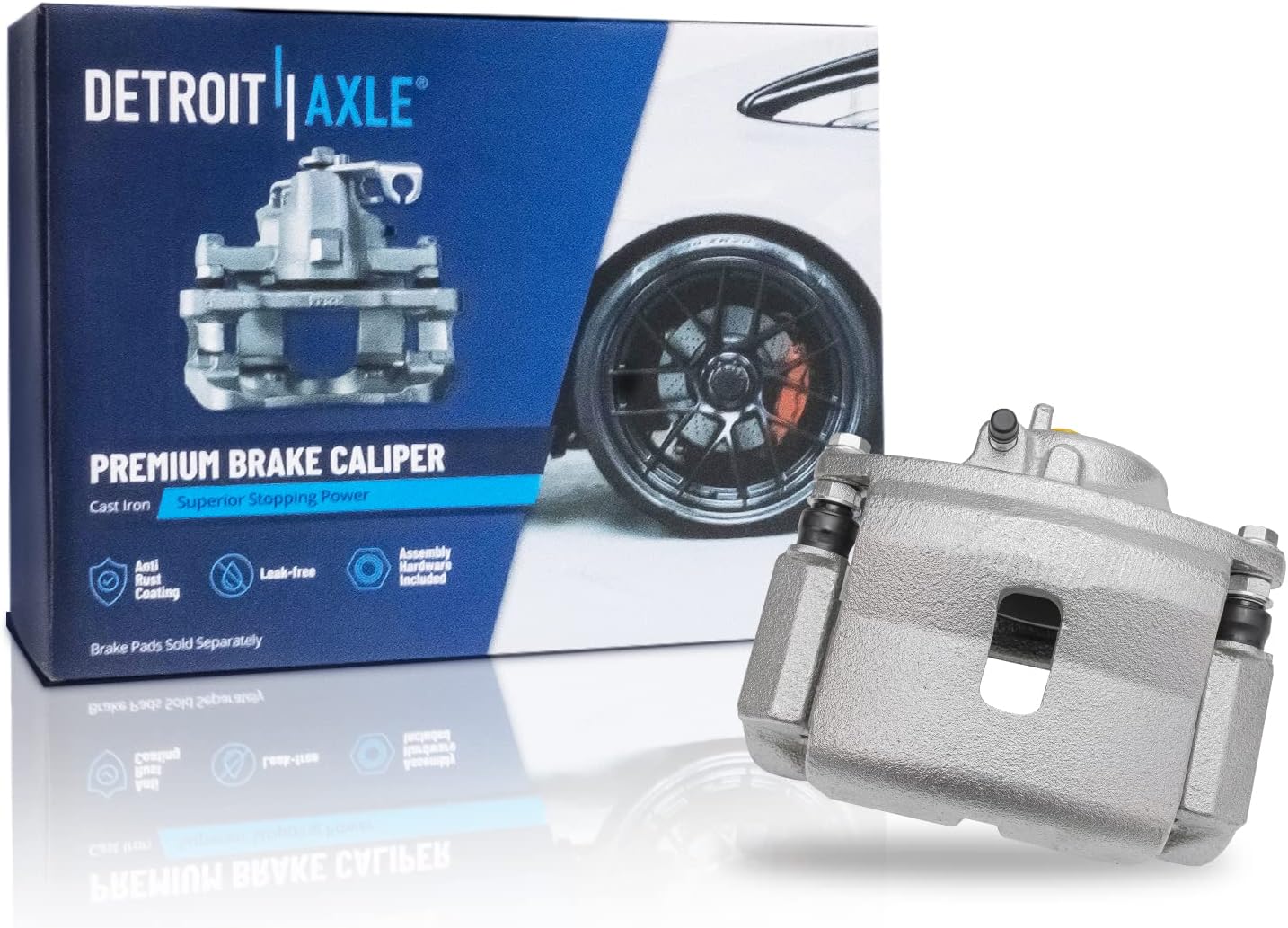 Detroit Axle - Front Drilled Brake Rotors Ceramic Brake Pads + Right Brake Caliper Replacement for Honda Odyssey Acura MDX - 5pc Set