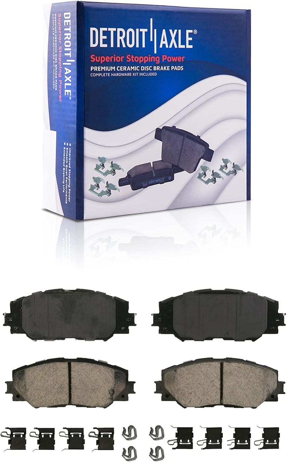 Detroit Axle - Front Drilled Rotors Brake Pads + Left Brake Caliper Replacement for Toyota Matrix Corolla Scion xD Pontiac Vibe - 5pc Set