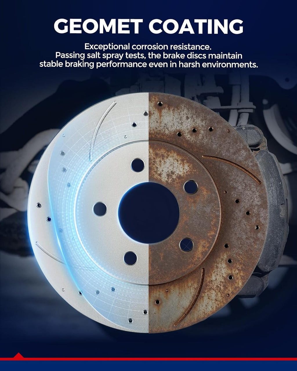 KAX Rear Brake Kit, Drilled and Slotted Brake Rotors, Ceramic Brake Pads | Fits Jeep Grand Cherokee 2011-2020, Dodge Durango 2011-2020, Automotive Replacement Brake Kit