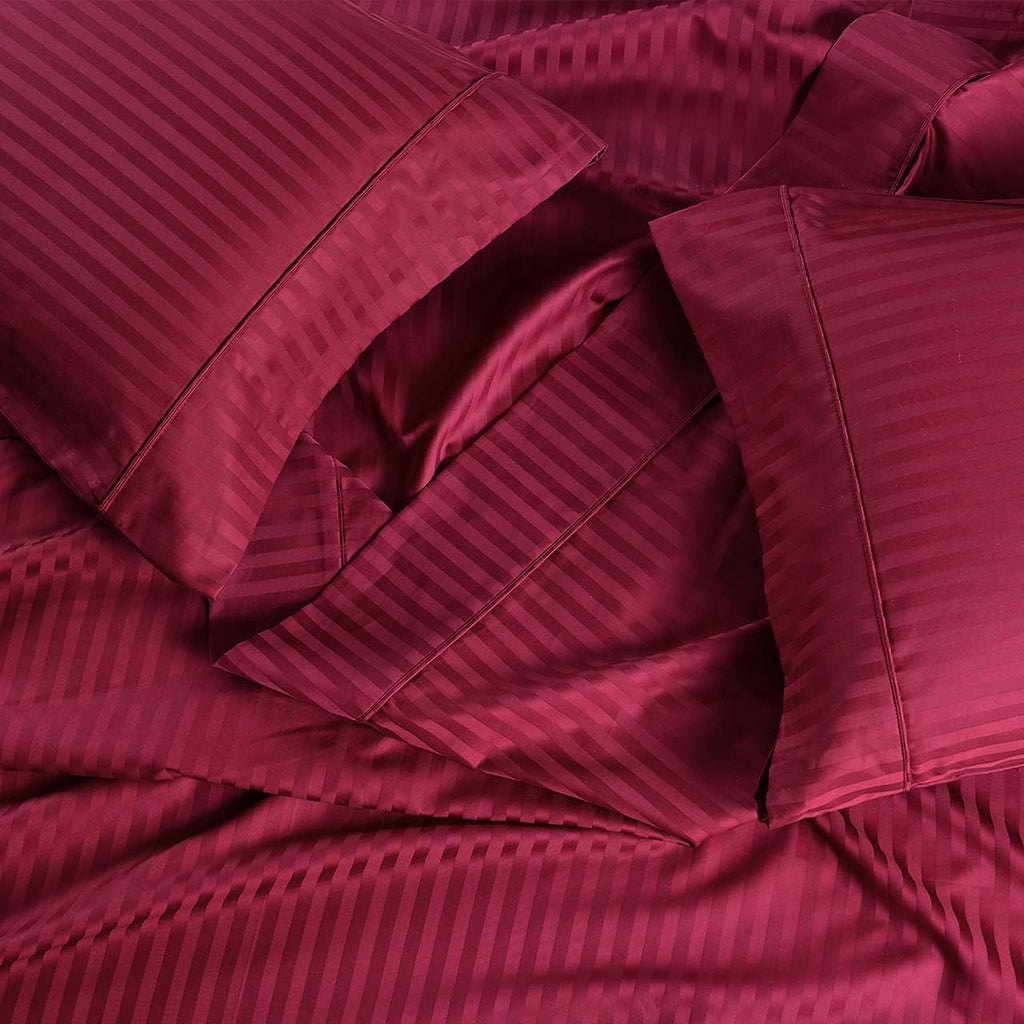 Royal Hotel Bedding Stripe Sheets - Split-Queen: Adjustable Queen Bed Sheets - 5PC Bed Sheet Set - 100% Cotton - 600 Thread Count - Deep Pocket, Split Queen, Gray
