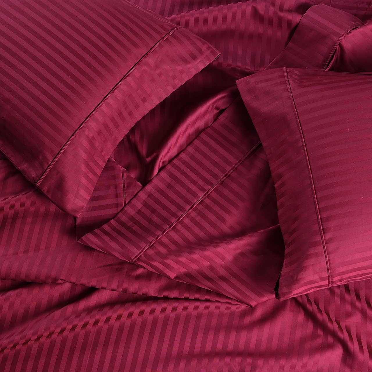Royal Hotel Bedding Stripe Sheets - Split-Queen: Adjustable Queen Bed Sheets - 5PC Bed Sheet Set - 100% Cotton - 600 Thread Count - Deep Pocket, Split Queen, Gray