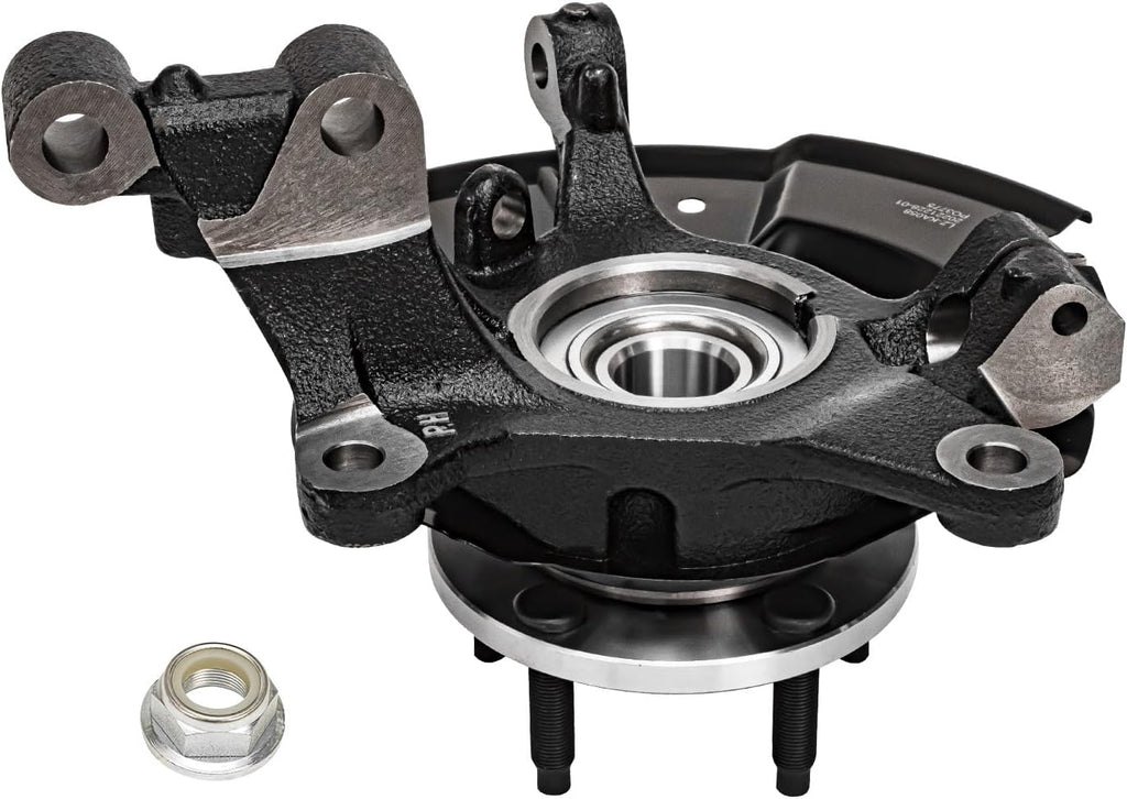 Detroit Axle - Front Steering Knuckles w/Wheel Hub Bearings Assembly + Disc Brake Rotors Ceramic Pads Replacement for 2011-2014 Ford Edge - 6pc Set