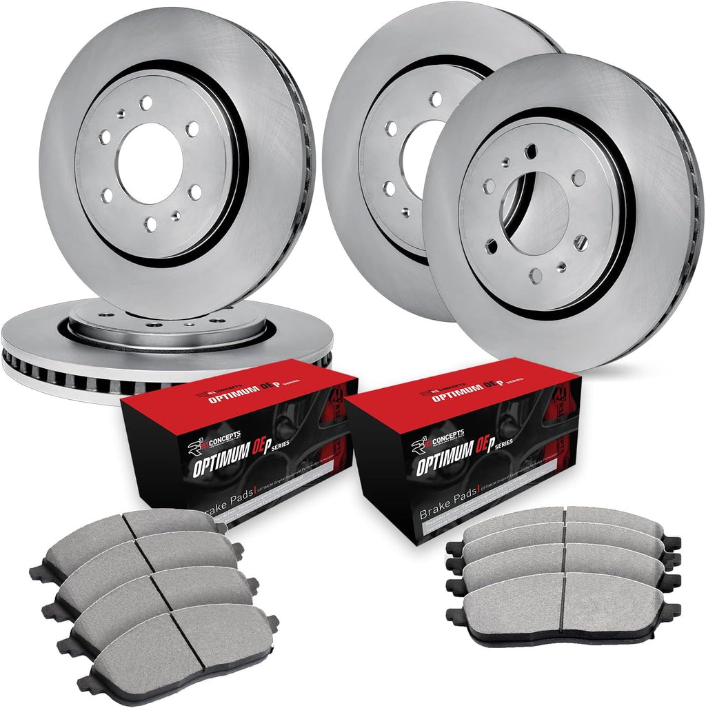 R1 Concepts Front and Rear Brake Kit Fits 2015-2020 Chevrolet Colorado; 2016-2018 Chevrolet Colorado USA; 2015-2020 GMC Canyon| Optimum Oep Brake Pads and Blank Brake Rotors| 12.2' Front & 12.8' Rear