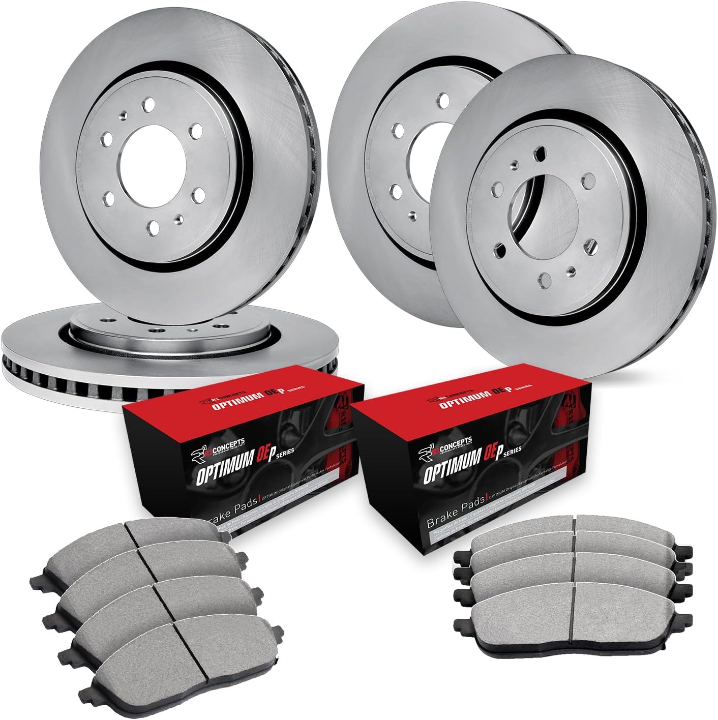 R1 Concepts Front and Rear Brake Kit Fits 2015-2020 Chevrolet Colorado; 2016-2018 Chevrolet Colorado USA; 2015-2020 GMC Canyon| Optimum Oep Brake Pads and Blank Brake Rotors| 12.2' Front & 12.8' Rear
