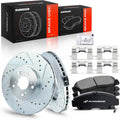 A-Premium 11.81 inch(300 mm) Front Disc Brake Rotors + Ceramic Pads Kit Compatible with Acura and Honda Models - CL 2001-2003, TL 1999-2003/2006-2008, TSX 2004-2010, Accord 2003-2011, 6-Pack