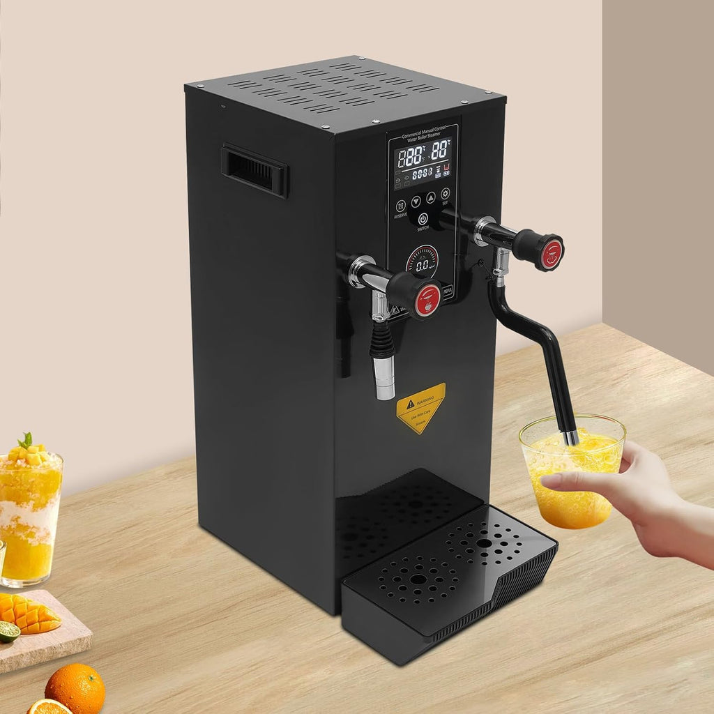 Water Boiler Eletric Commercial Hot Water Dispenser Countertop 3.2 Gal Black Automatic 3000W Rapid Heating for Tea Boba Tea Milk Tea Restaurant Hotel
