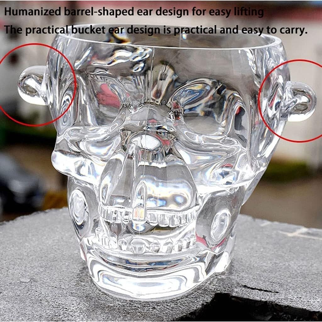 Skull Design Insulated Ice Bucket for Parties – Plastic Wine Cooler with Ice Holder, Ideal for Home, KTV, Bar, and More