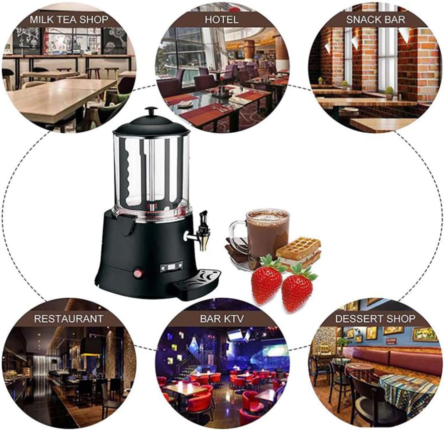 Hot Chocolate Maker Commercial Electric Machine Dispenser Warmer for Coffee Milk Tea Juice Heating