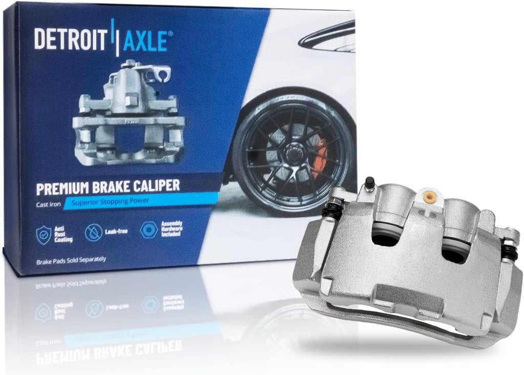 Detroit Axle - Front Brake Kit for 09-10 Dodge Ram 1500, 11-18 Ram 1500, 19-23 Ram 1500 Classic Drilled and Slotted Brakes Rotors Brake Caliper Ceramic Brakes Pads Replacement : 13.23 inch Front Rotor