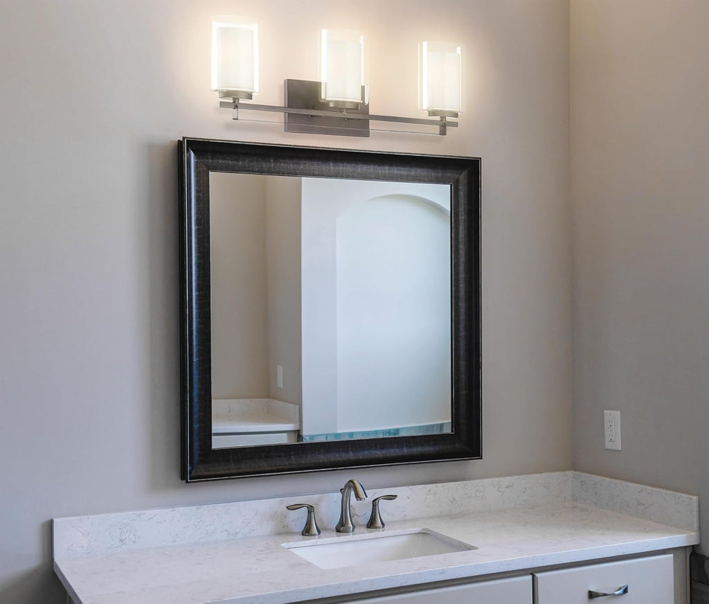 Minka Lavery 6103-172 Parsons Studio Vanity Bath Light, 3-Light, 300 Total Watts, 24-in H x 8.75-in W, Smoked Iron