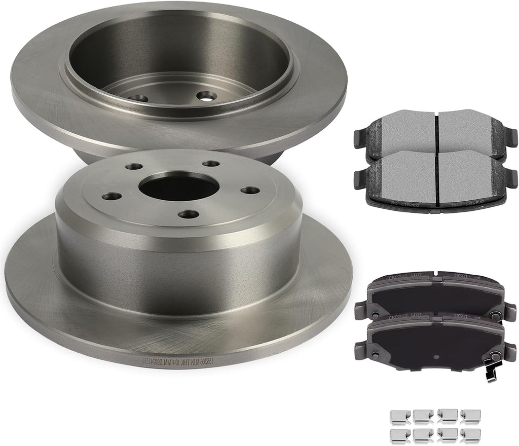SCITOO - Brake Kits For Jeep For Wrangler 2007-2017,For Jeep For Wrangler JK 2018 Rear Disc Brake Rotors and Ceramic Brakes Pads Replacement: D1274-8390;53041