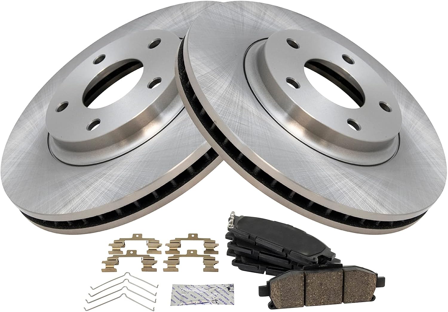 TRQ Front Brake Pad and Rotor Set Ceramic Vented Rotors Compatible with 2011-2017 Nissan Quest