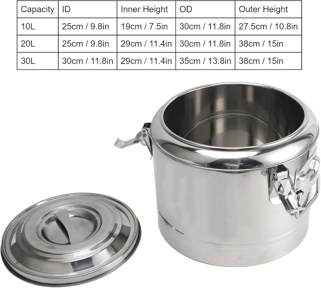 FLEXMAN Stainless Steel Water Dispenser, Insulated Hot Ice Beverage Dispenser, Large Capacity Heat Retention Barrel for Storing Rice, Hot Water, Herbal Tea, Soup, Dry Goods (30L)