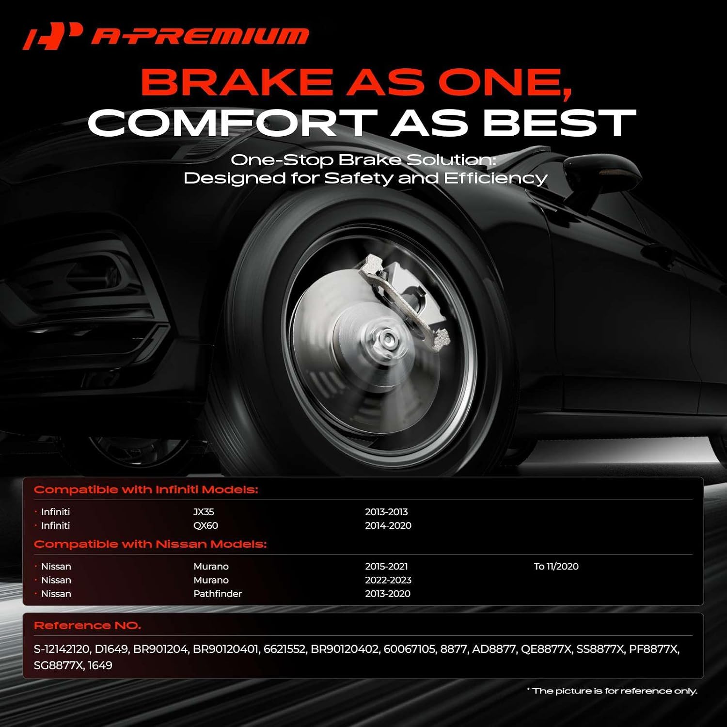 A-Premium 12.60 inch (320mm) Front Drilled and Slotted Disc Brake Rotors + Ceramic Pads Kit Compatible with Select Nissan and Inifinit Models - Murano 2015-2023, Pathfinder, QX60, JX35, 6-PC Set