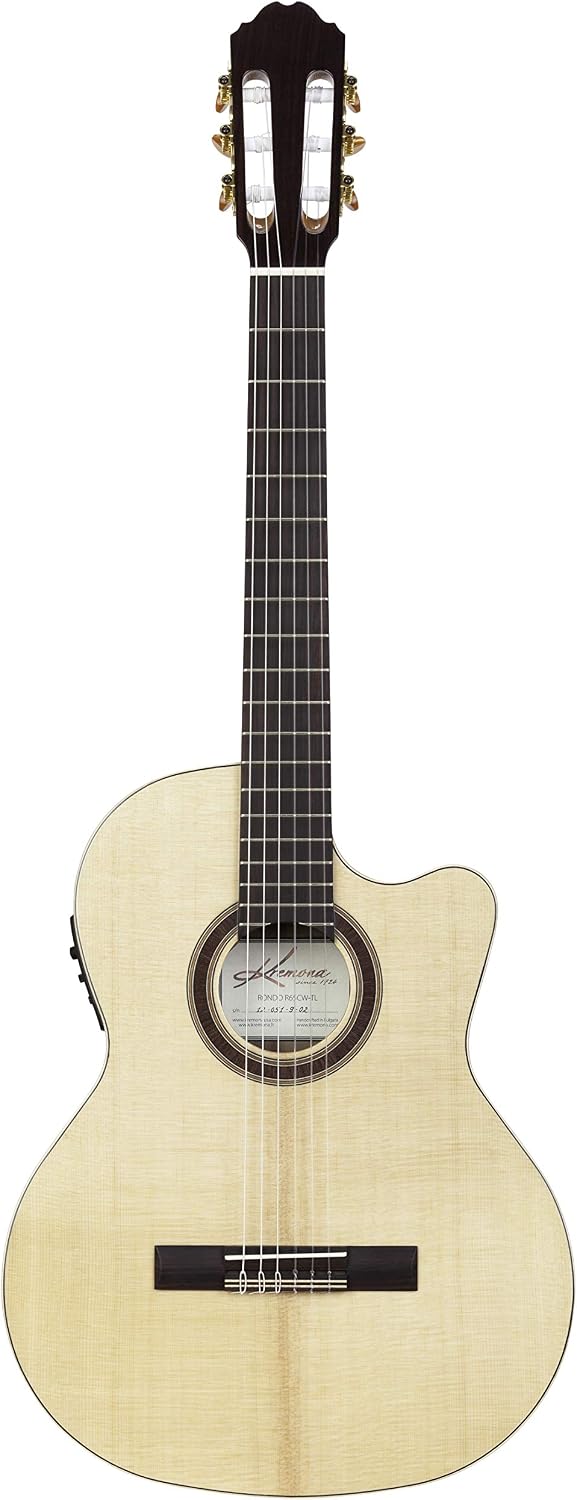 Kremona Rondo TL Thin Body Nylon-String Acoustic-Electric Guitar – Cutaway Design – Handmade in Europe – Padded Gig Bag Included