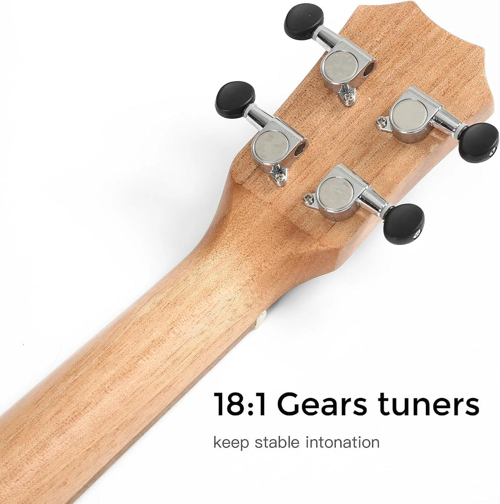 Adult Ukulele 30' All Black Wood Bass Acoustic Electric Guitar Left Hand Ukulele With Truss And EQ With Gig Bag Strap Nylon Strings(Left hand)