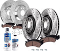 Detroit Axle - Brake Kit for Volkswagen 2019 2020 2021 Jetta 11.34' inch Front and 11.81' inch Rear Drilled and Slotted Disc Brake Rotors Ceramic Brakes Pads with Hardware Replacement