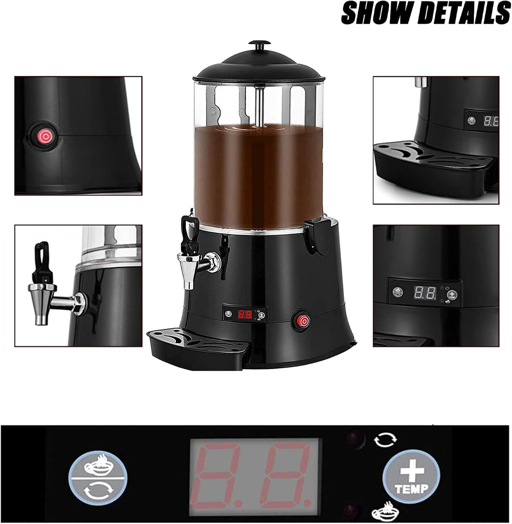 Hot Automatic Beverage Mixes Maker, Commercial Dispenser, Electric Milk Steamer Foam Maker, 400W Chocolate Maker, Coffee Maker Water Urn, for Espresso, Water, Tea, Chocolate, 30~90℃, Black