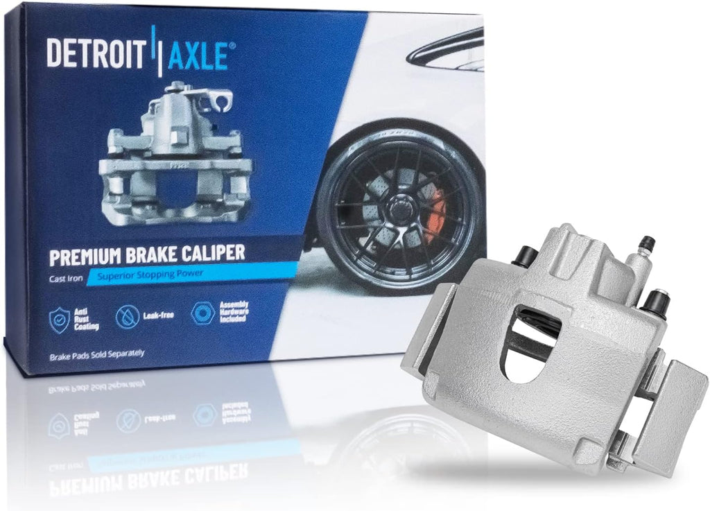 Detroit Axle - Front Drilled Rotors Ceramic Brake Pads Left Brake Caliper Replacement for 2001-2007 Dodge Grand Caravan Chrysler Town & Country - 5pc Set