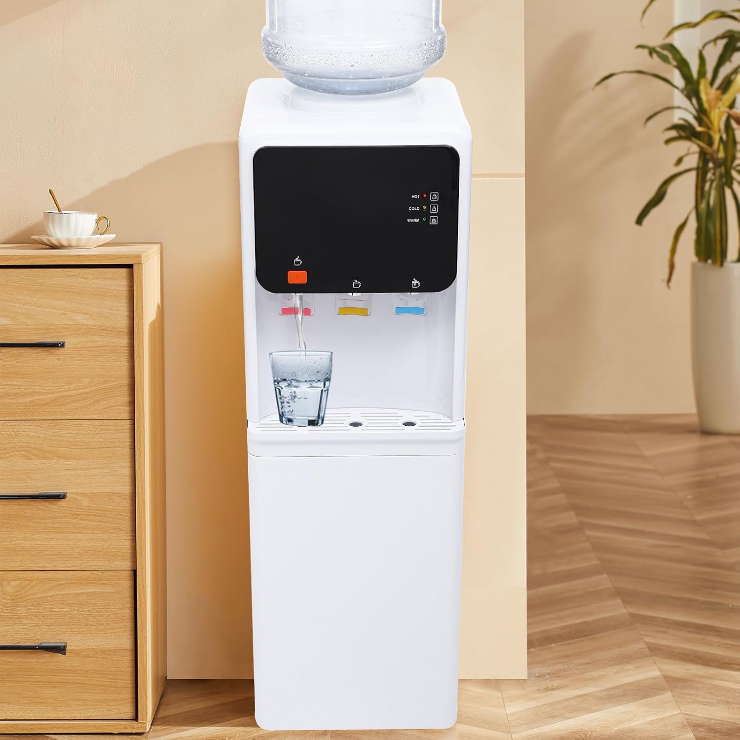 Top Loading Countertop Water Dispenser, Touch Water Dispenser, 4 Gallon 110V 500W Hot and Cold Water Dispenser Countertop for Home, Office and School Long Press to Increase Water Temperature