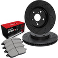 R1 Concepts Front Brake Kit Fits 1999-2010 Volkswagen Beetle; 1999-2006 Volkswagen Golf; 2000-2005 Volkswagen Jetta| Optimum Oep Brake Pads and Drilled Slotted Brake Rotors| 11.3' Front