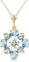 Galaxy Gold GG 14K Yellow Gold Natural Aquamarine Pendant Necklace - March Birthstone - Courage & Clarity - 16' to 24' - Fine Jewelry for Women